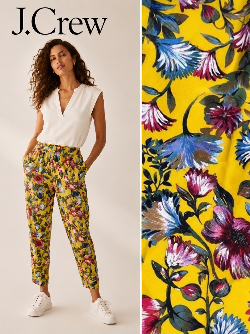 J.Crew Easy Fit Yellow Floral Elastic Waist Pants Size 6T
